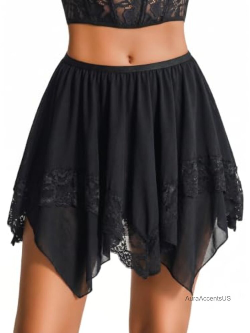 Asymmetrical Mesh Lace Mini Skirt Y2K Balletcore Layering Sheer